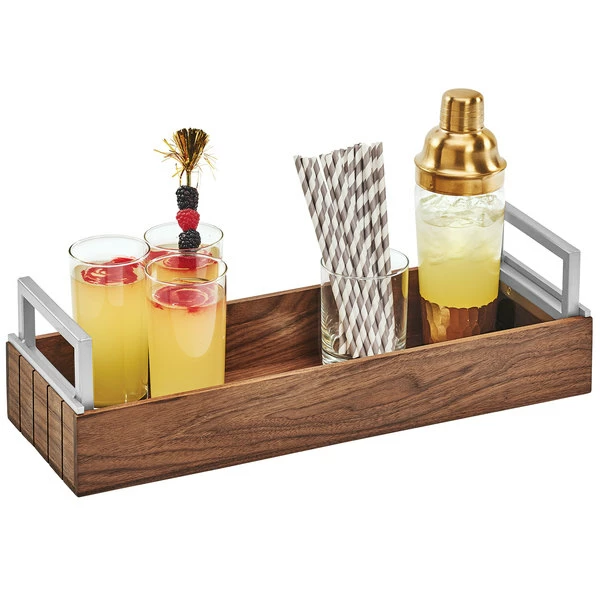 Cal-Mil 3724-49 Mid-Century 20" X 7" X 6" Walnut Wood And Chrome Reversible Riser - Image 2