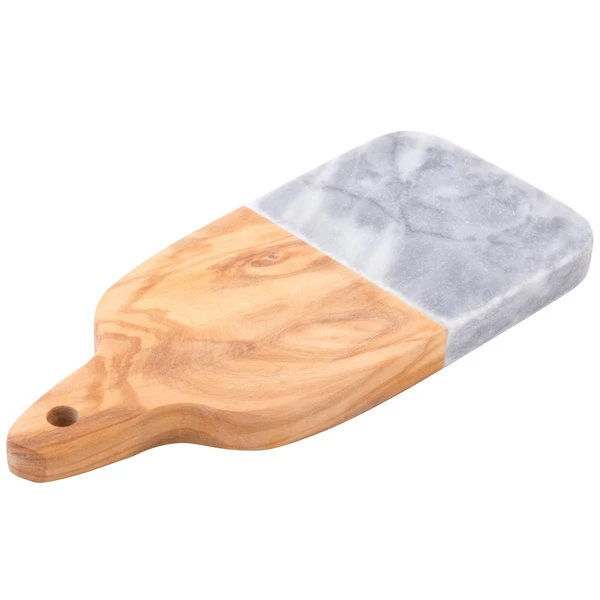 American Metalcraft OWBG8 6" X 3 1/2" Olive Wood And Gray Marble Serving Board - Image 3