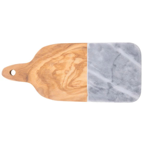 American Metalcraft OWBG8 6" X 3 1/2" Olive Wood And Gray Marble Serving Board - Image 2