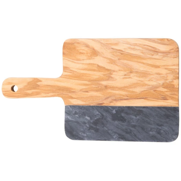American Metalcraft OWBB9 5 5/8" X 5 1/4" Olive Wood And Black Marble Serving Board - Image 2