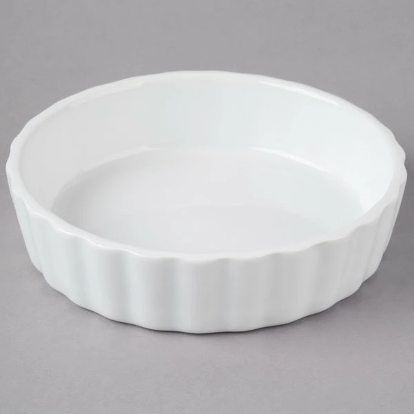 Acopa 8 Oz. Round Bright White Fluted Porcelain Souffle / Creme Brulee Dish - 36/Case - Image 2