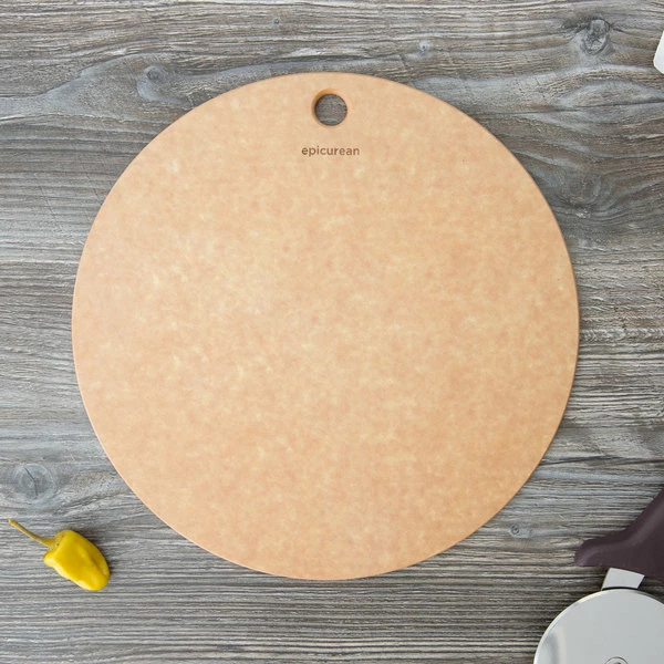 Epicurean 429-000801 8" Natural Richlite Wood Fiber Round Pizza Board - Image 3