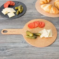 Epicurean 429-130801 8" Natural Richlite Wood Fiber Round Pizza Board With 5" Handle