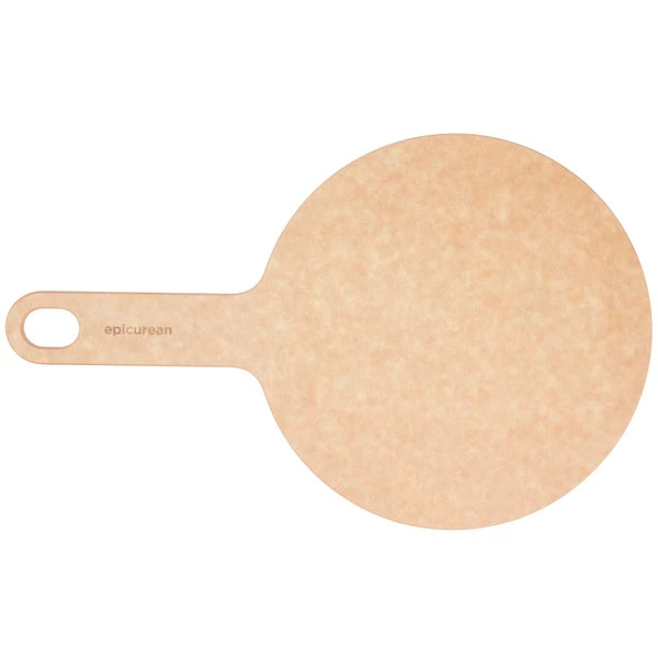 Epicurean 429-130801 8" Natural Richlite Wood Fiber Round Pizza Board With 5" Handle - Image 2