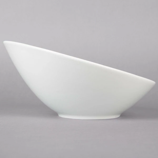 Acopa 20 Oz. Bright White Slanted Porcelain Bowl - 6/Pack - Image 3
