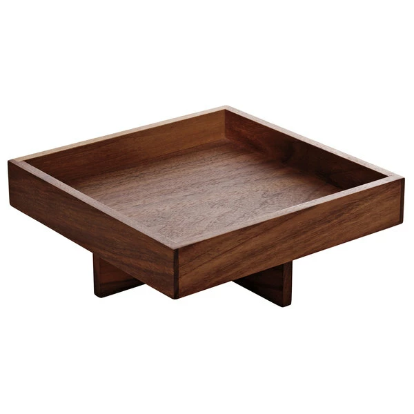 Playground Dinnerware Playground 742890191000000 Ananti 7 3/4" Walnut Wood Square Medium Tray And Stand / Insert