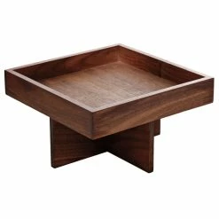 Playground Dinnerware Playground 742890291000000 Ananti 7 3/4" Walnut Wood Square Tall Tray And Stand / Insert
