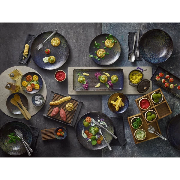 Playground Dinnerware Playground 742890291000000 Ananti 7 3/4" Walnut Wood Square Tall Tray And Stand / Insert - Image 4