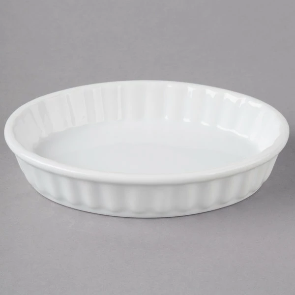 Acopa 5 Oz. Oval Bright White Fluted Porcelain Souffle / Creme Brulee Dish - 12/Pack - Image 2
