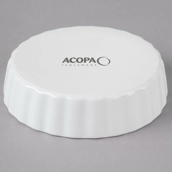 Acopa 8 Oz. Round Bright White Fluted Porcelain Souffle / Creme Brulee Dish - 36/Case - Image 3