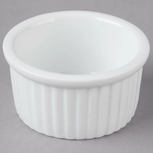 Acopa 2.5 Oz. Bright White Fluted Porcelain Ramekin - 12/Pack - Image 2