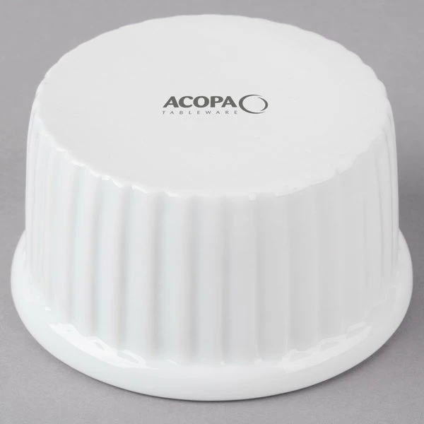 Acopa 2.5 Oz. Bright White Fluted Porcelain Ramekin - 12/Pack - Image 3