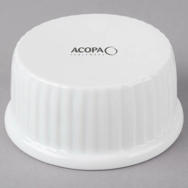 Acopa 4.5 Oz. Bright White Fluted Porcelain Ramekin - 12/Pack - Image 3