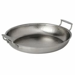 American Metalcraft THRD17 17" Round Hammered Stainless Steel Serving / Display Pan