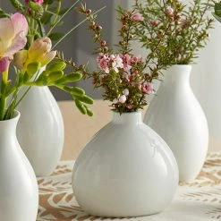 Acopa 3 1/4" Bright White Porcelain Bulb Bud Vase - 12/Case