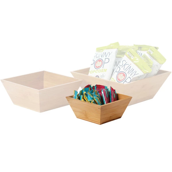 GET Enterprises BWL-7-BAM 7" X 7" X 3 1/4" Square Bamboo Bowl With Liner - Image 2