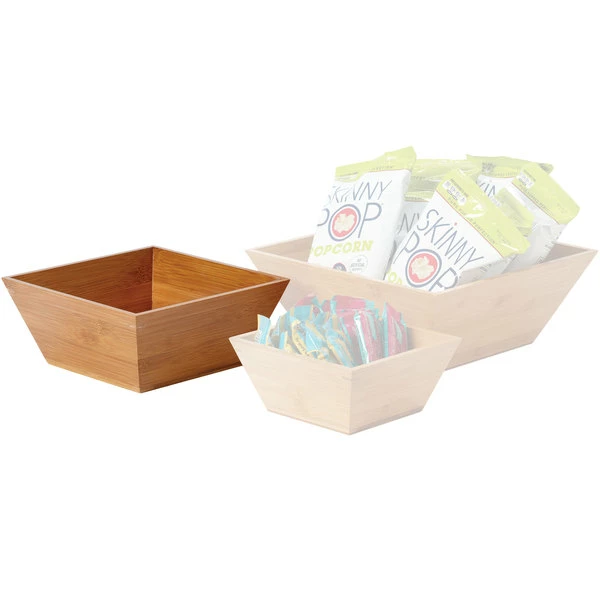 GET Enterprises BWL-9-BAM 9 1/2" X 9 1/2" X 4" Square Bamboo Bowl With Liner - Image 2