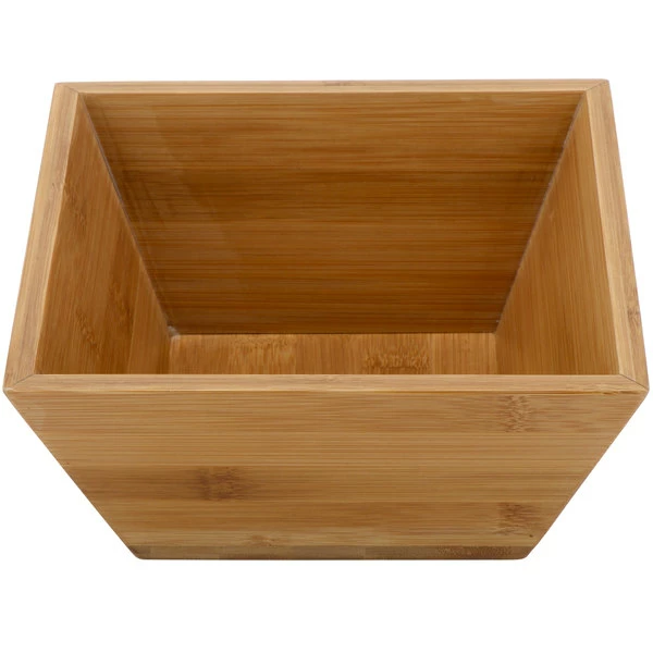 GET Enterprises BWL-7-BAM 7" X 7" X 3 1/4" Square Bamboo Bowl With Liner