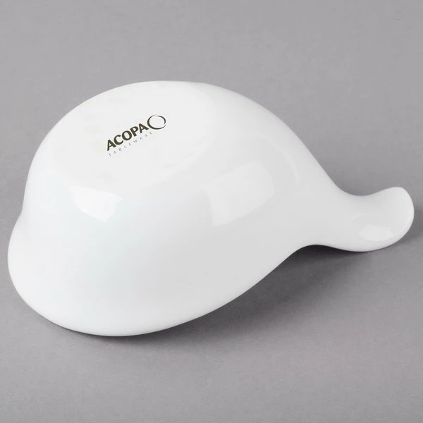 Acopa 3.5 Oz. Bright White Porcelain Asian Appetizer / Tasting Spoon - 12/Pack - Image 4
