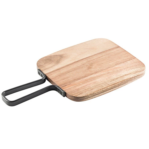 Tablecraft 10076 Industrial 9 1/8" X 8 1/4" Rectangular Acacia Wood Serving Board With Handle