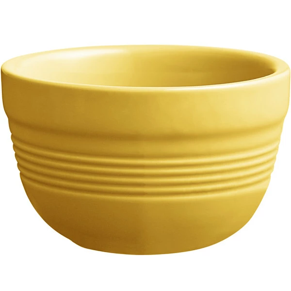 Acopa Capri 8 Oz. Citrus Yellow Stoneware Bouillon - 12/Pack - Image 2