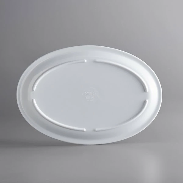 Acopa Foundations 11 1/2" X 8" White Narrow Rim Melamine Oval Platter - 12/Case - Image 3