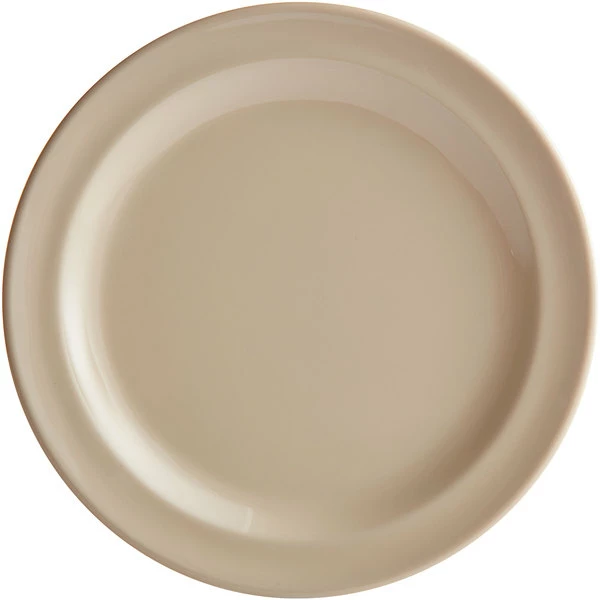 Acopa Foundations 6 1/2" Tan Narrow Rim Melamine Plate - 12/Case - Image 2