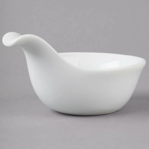 Acopa 3.5 Oz. Bright White Porcelain Asian Appetizer / Tasting Spoon - 72/Case - Image 3