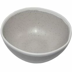 GET Enterprises GET B-302-DVG Pottery Market 24 Oz. Glazed Grey Melamine Bowl With White Trim - 12/Case