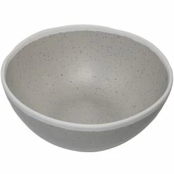 GET Enterprises GET B-303-DVG Pottery Market 1 Qt. Glazed Grey Melamine Salad Bowl With White Trim - 12/Case