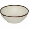 GET Enterprises GET B-305-CRM Pottery Market 1.5 Qt. Glazed Cream Melamine Bowl With Brown Trim - 12/Case