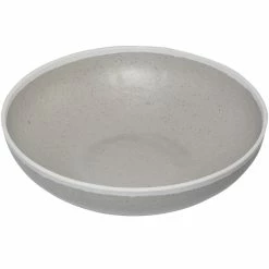 GET Enterprises GET B-320-DVG Pottery Market 4 Qt. Glazed Grey Melamine Bowl With White Trim - 3/Case