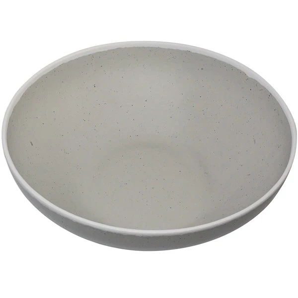 GET Enterprises GET B-330-DVG Pottery Market 5.5 Qt. Glazed Grey Melamine Bowl With White Trim - 3/Case