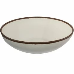 GET Enterprises GET B-350-CRM Pottery Market 10 Qt. Glazed Cream Melamine Bowl With Brown Trim - 3/Case