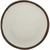 GET Enterprises GET P-90-CRM Pottery Market 9" Coupe Glazed Cream Plate With Brown Trim - 12/Case