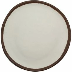 GET Enterprises GET P-90-CRM Pottery Market 9" Coupe Glazed Cream Plate With Brown Trim - 12/Case