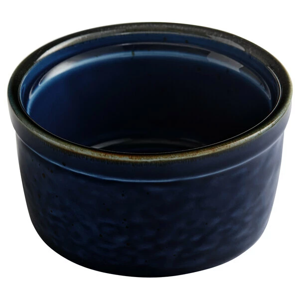 Acopa Keystone 4 Oz. Azora Blue Stoneware Ramekin - 6/Pack - Image 2