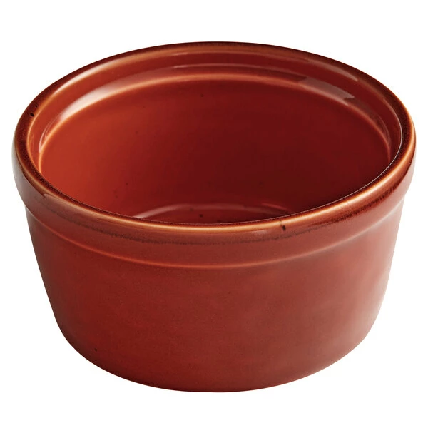 Acopa Keystone 7 Oz. Sedona Orange Stoneware Ramekin - 6/Pack - Image 2
