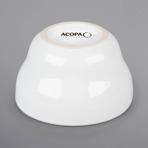 Acopa 6 Oz. Bright White Rolled Edge Stoneware Bouillon Cup - 36/Case - Image 3