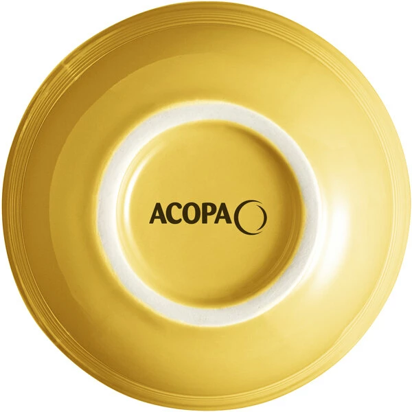 Acopa Capri 8 Oz. Citrus Yellow Stoneware Bouillon - 12/Pack - Image 3