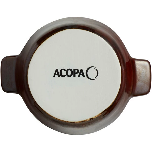 Acopa Keystone 6 Oz. Chestnut Stoneware Mini Casserole Dish With Handles - 48/Case - Image 3