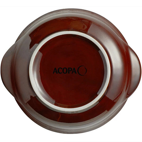 Acopa Keystone 13 Oz. Chestnut Stoneware Onion Soup Crock - 24/Case - Image 3