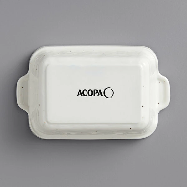Acopa Keystone 15 Oz. Vanilla Bean Stoneware Rectangular Baker / Casserole Dish - 16/Case - Image 3