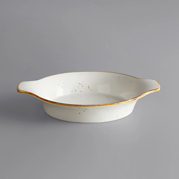 Acopa Keystone 13 Oz. Vanilla Bean Stoneware Shirred Egg Casserole Dish - 24/Case - Image 2