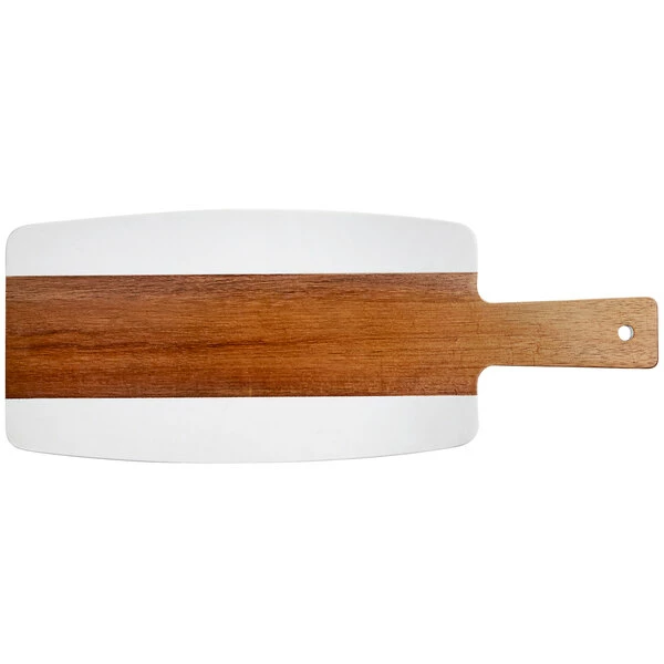 Acopa Marble And Acacia Wood 11 1/2" X 6" Serving / Charcuterie Board - Image 2