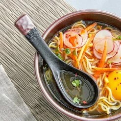 Acopa Heika 5 5/8" Black Matte Stoneware Soup Spoon - 24/Case