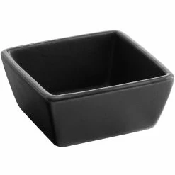 Acopa 4 Oz. Matte Black Square Stoneware Sauce Cup - 12/Pack