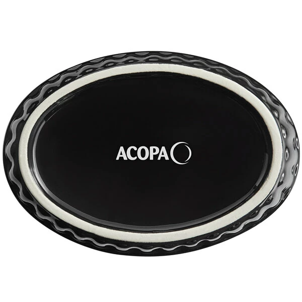Acopa 6 Oz. Oval Glossy Black Fluted Stoneware Souffle / Creme Brulee Dish - 36/Case - Image 3