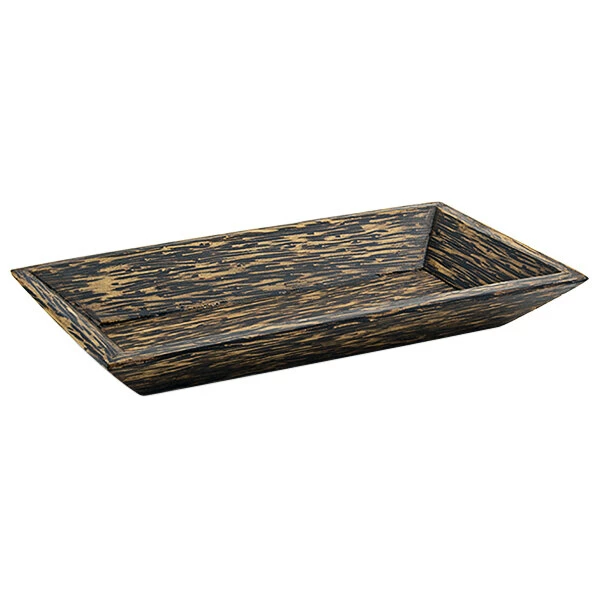 Front Of The House DAP005PWW23 9" X 4 1/2" Rectangular Palm Wood Plate - 12/Case