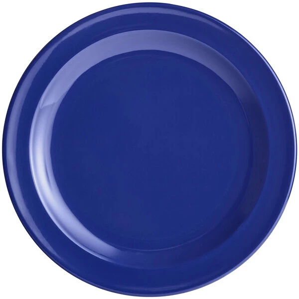 Acopa Foundations 7 1/4" Blue Narrow Rim Melamine Plate - 12/Case - Image 2